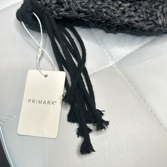 Primark Black Raffia Macrame Shoulder Strap Crossbody Bohemian Bag NWT - Picture 8 of 16